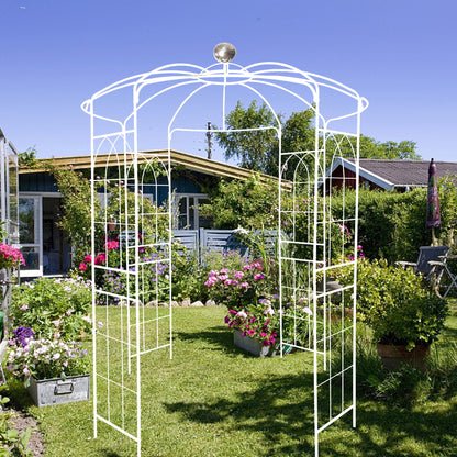 Metal Garden Arch Iron Garden Arbors Gazebo Dia High Birdcage Shape Pergola Pavilion For Wedding Ceremony - Cream White
