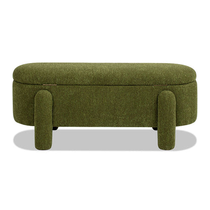 Hugo - Oval Fully Upholstered Storage Bench - Moss Green