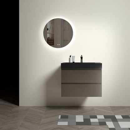 Alice - 30" Bathroom Vanity With Sink, Large Storage Wall Mounted Floating Bathroom Vanity For Modern Bathroom, One-Piece Black Sink Basin Without Drain And Faucet - Black / Gray