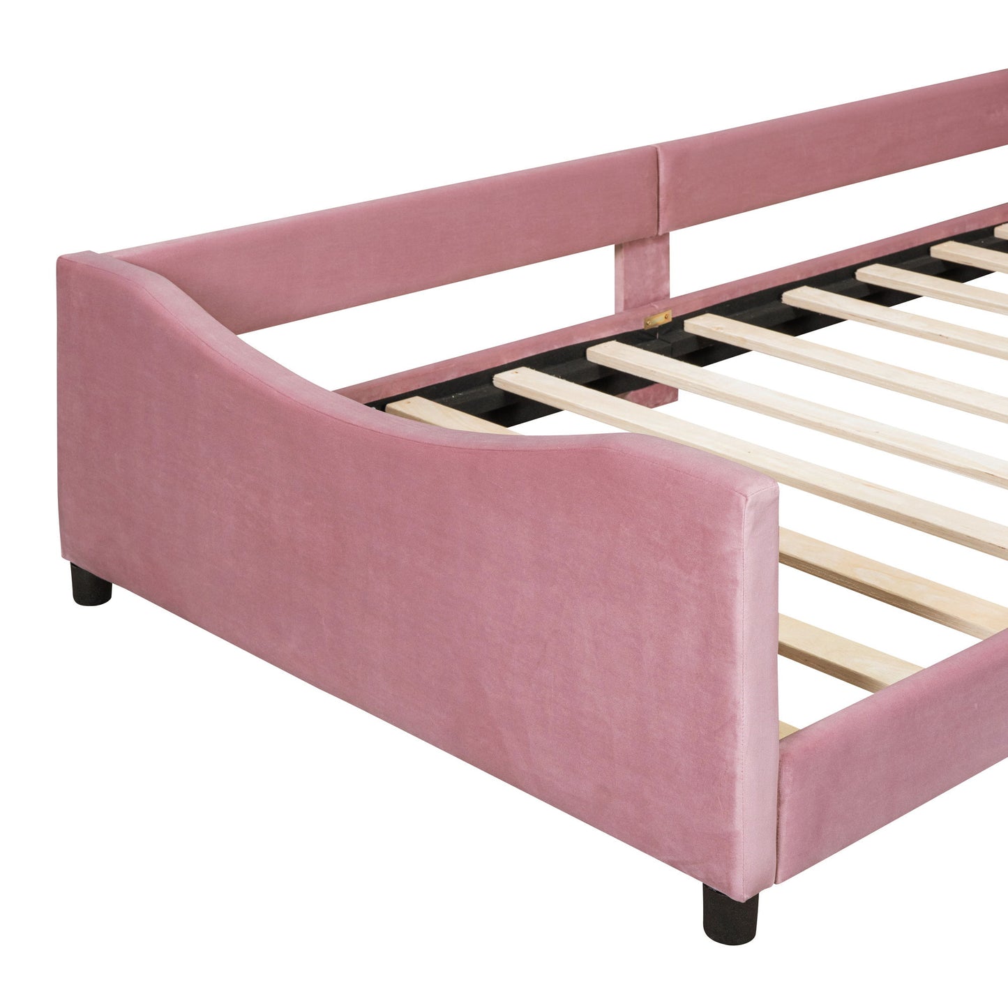 Twin Size Upholstered Daybed With Rabbit Ear Shaped Headboard - Pink