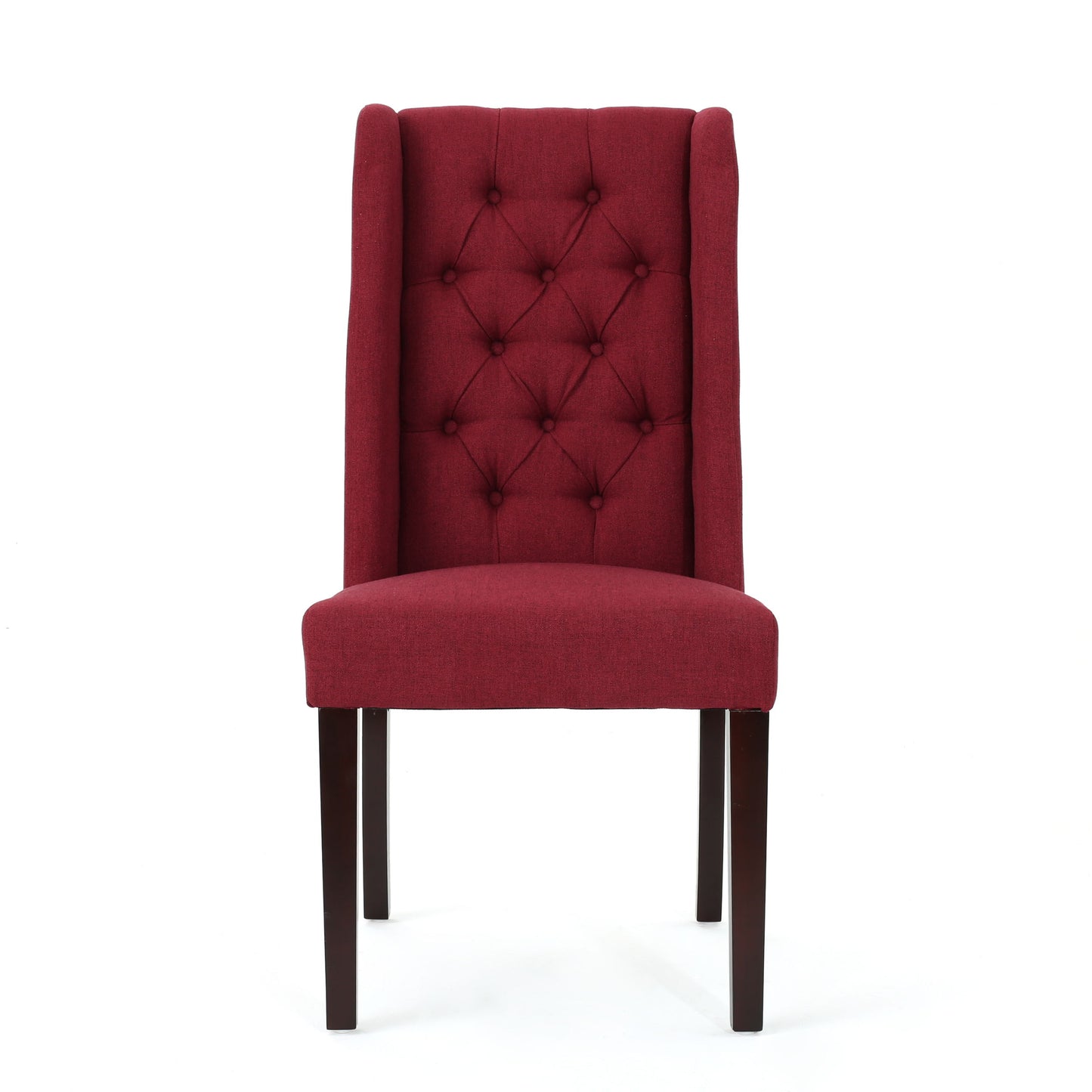 Modern Tufted Dining Chair (Set of 2) With High Back And Birch Wood Legs - Red