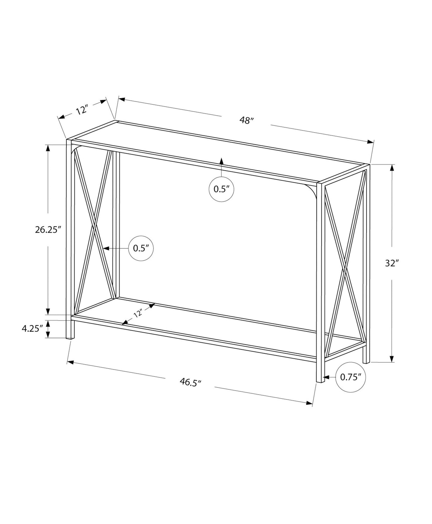 Accent Console Table For Entryway, Marble Contemporary & Modern - Black
