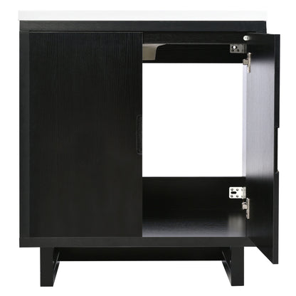 Bathroom Vanity Set With Sink, Combo Cabinet, Bathroom Storage Cabinet, Solid Wood Frame - Black