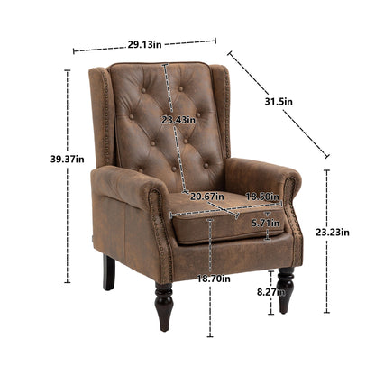 Modern Wood Frame Armchair With Sturdy Wood Legs And Microsuede Upholstery For Living Room