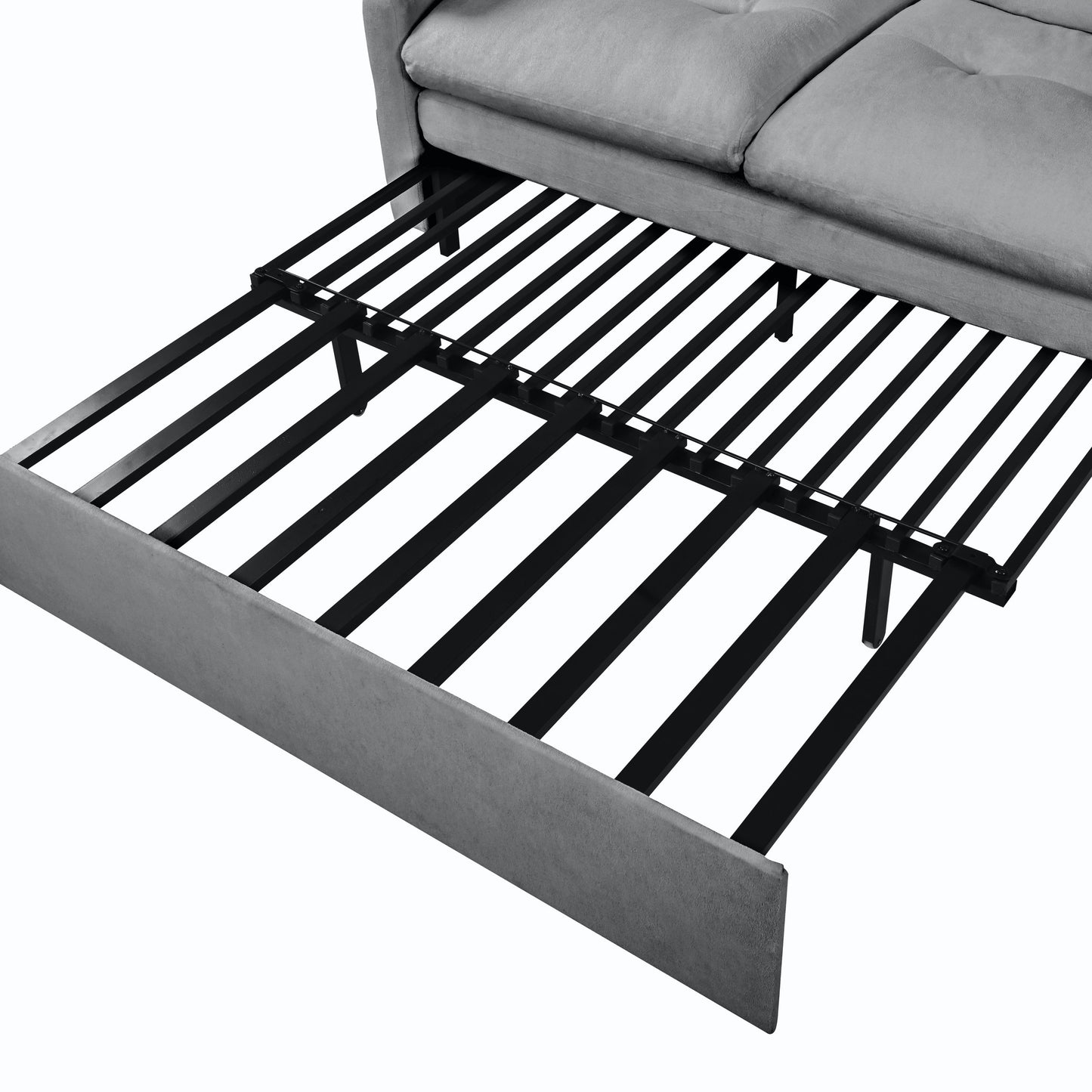 Modern Convertible Sleeper Sofa Bed With Pull Out Queen Design, Side Storage & Thick Cushions Chenille Loveseat For Living Room Or Bedroom 3 In 1 Function - Gray