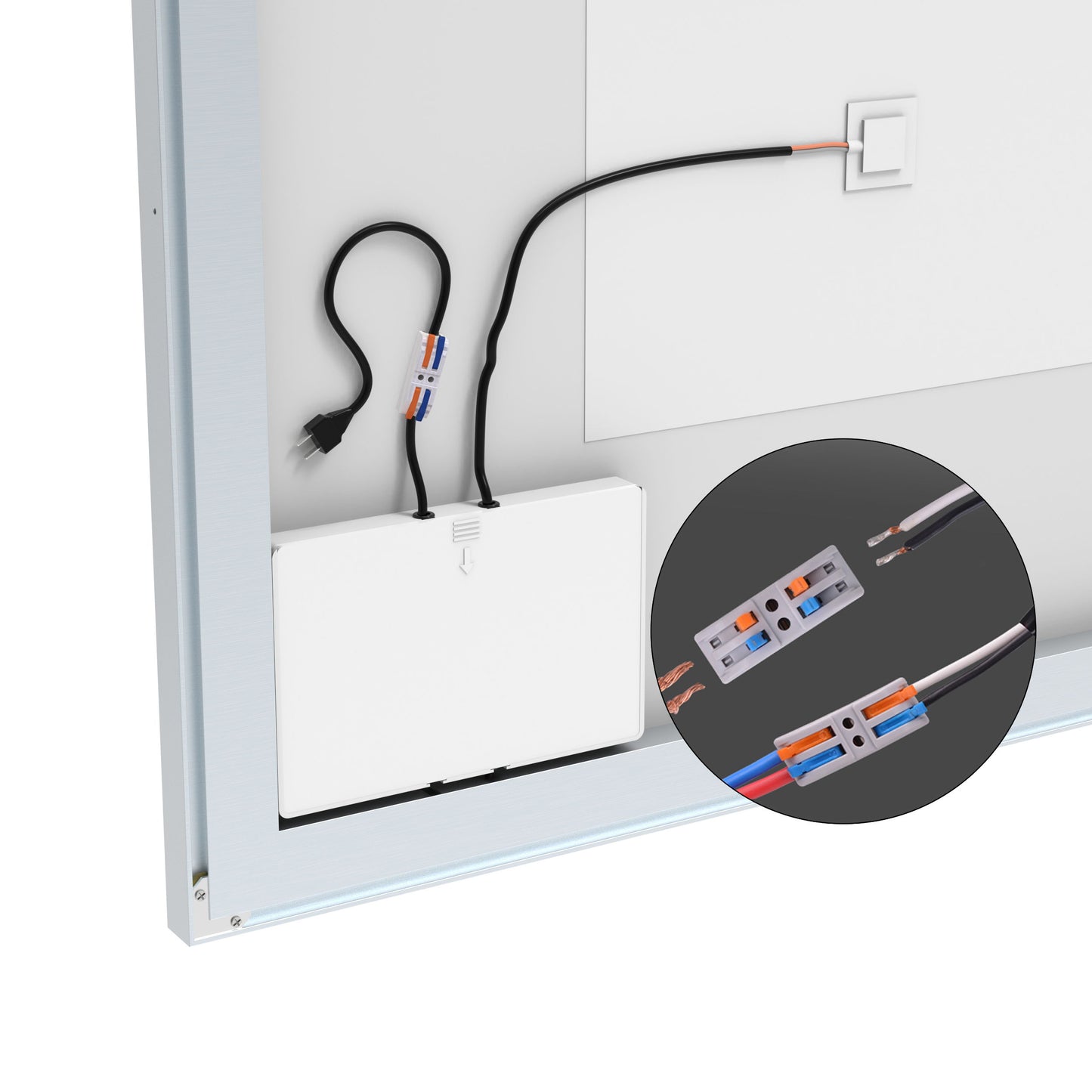 LED Bathroom Vanity Mirror, Wall Mounted Adjustable White / Warm / Natural Lights Anti-Fog Touch Switch With Memory Modern Smart Large Bathroom Mirrors - Silver