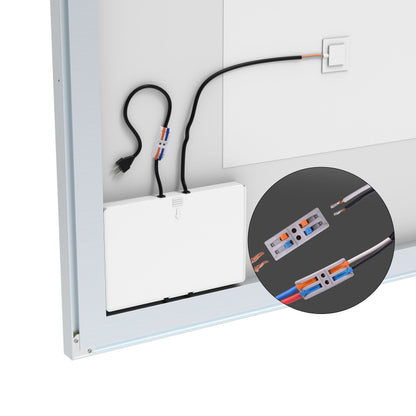LED Bathroom Vanity Mirror, Wall Mounted Adjustable White / Warm / Natural Lights Anti-Fog Touch Switch With Memory Modern Smart Large Bathroom Mirrors - Silver