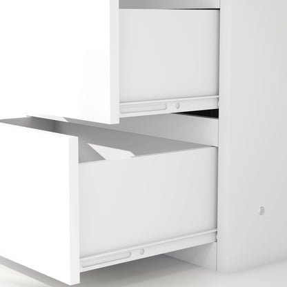 2 Door Storage Desk Wardrobe For Bedroom With Shelves And Drawers - White
