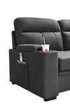 Kaden - Sleeper Sectional Sofa Chaise With Storage Arms And Cupholder - Gray