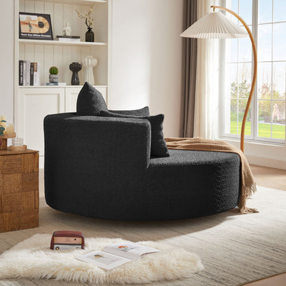 360 Degree Swivel Accent Barrel Chair With Removable Pillows - Black