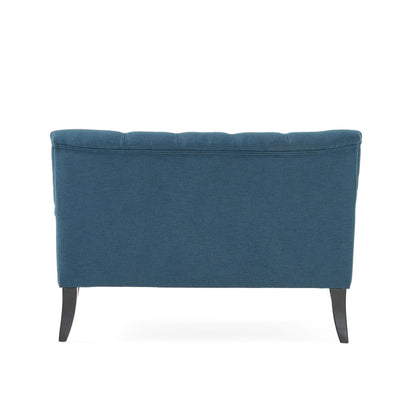 Nicole - French Style Upholstered Loveseat With Tufted Backrest - Navy Blue