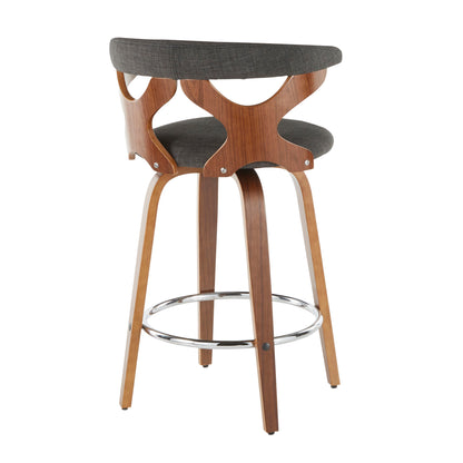 Gardenia - Mid-Century Modern Counter Stool (Set of 2) - Walnut / Charcoal