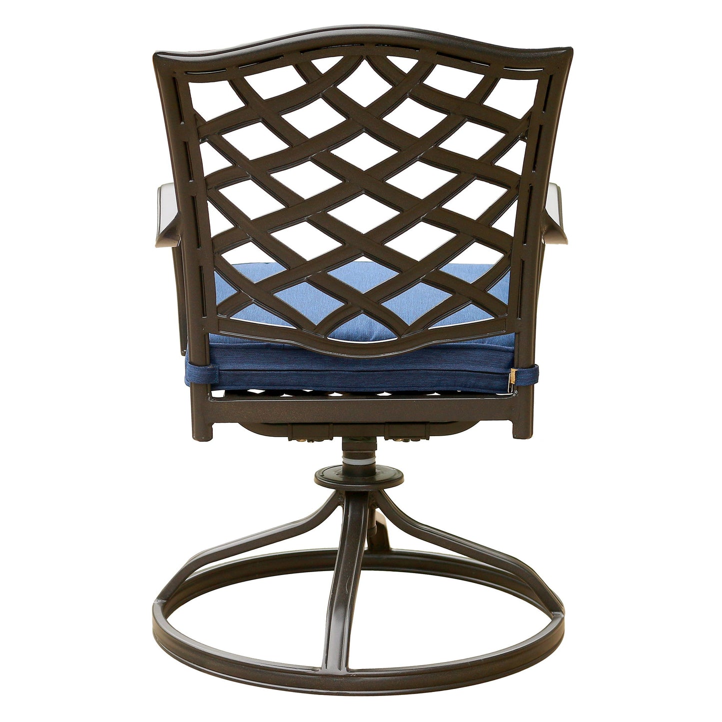 Outdoor Patio Aluminum Swivel Rocker Dining Chair With Cushion (Set of 2) - Navy Blue