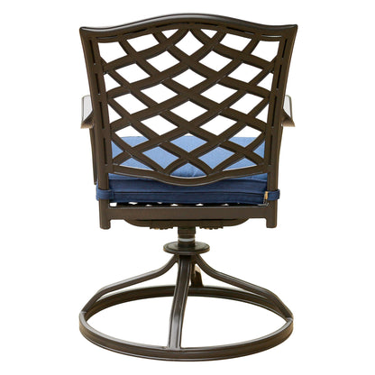 Outdoor Patio Aluminum Swivel Rocker Dining Chair With Cushion (Set of 2) - Navy Blue