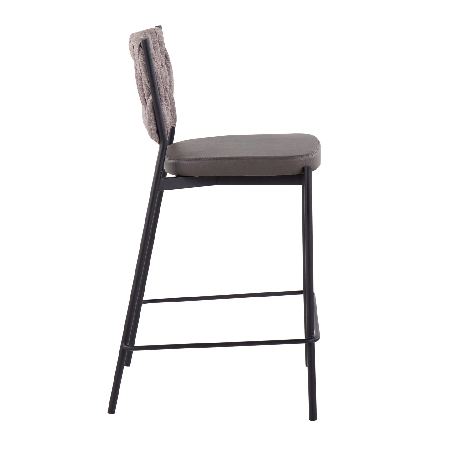 Tania - Braided Contemporary Counter Stool (Set of 2) - Black / Gray / Light Brown