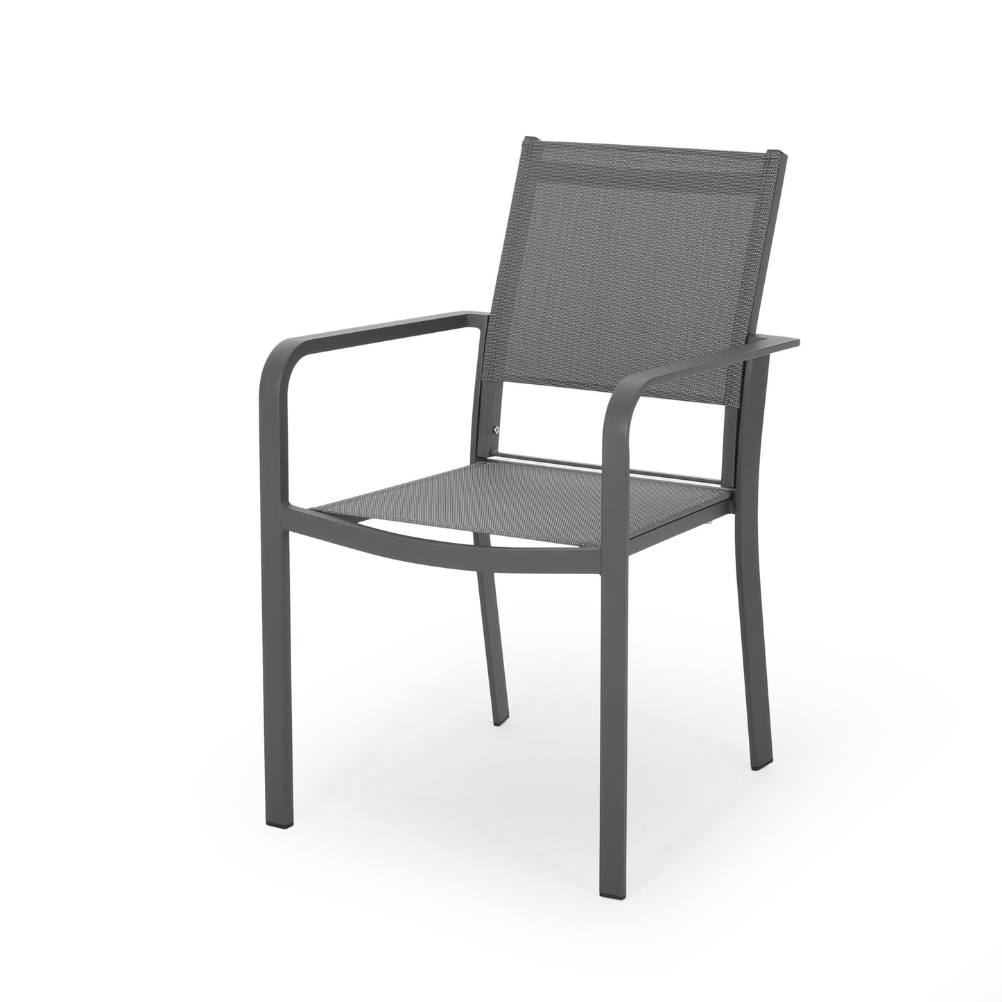 Waterfal - Outdoor Aluminum Dining Chair With Mesh Seat (Set of 2) - Dark Gray