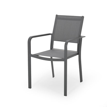Waterfal - Outdoor Aluminum Dining Chair With Mesh Seat (Set of 2) - Dark Gray