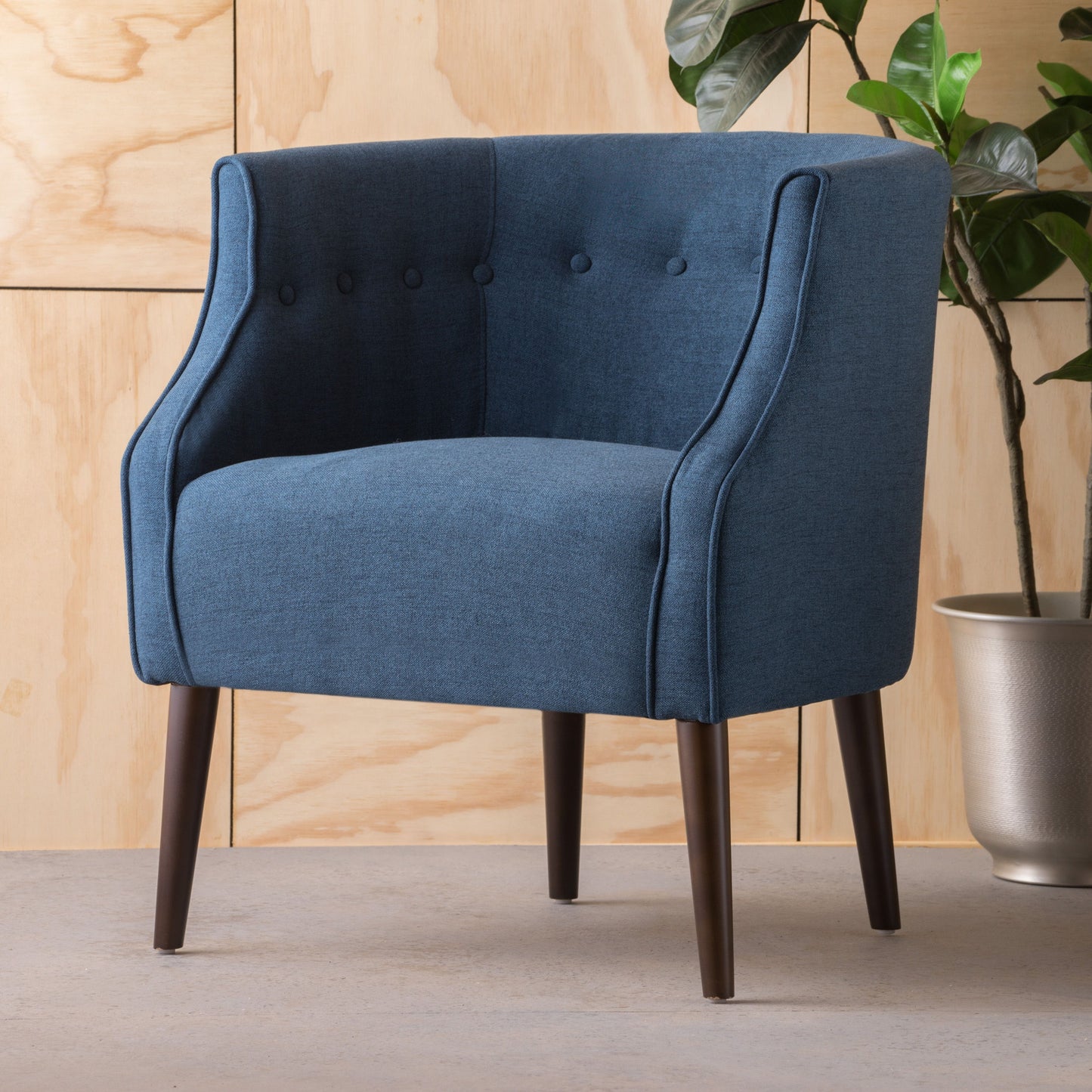 Contemporary Upholstered Club Chair With Button Tufting - Navy Blue