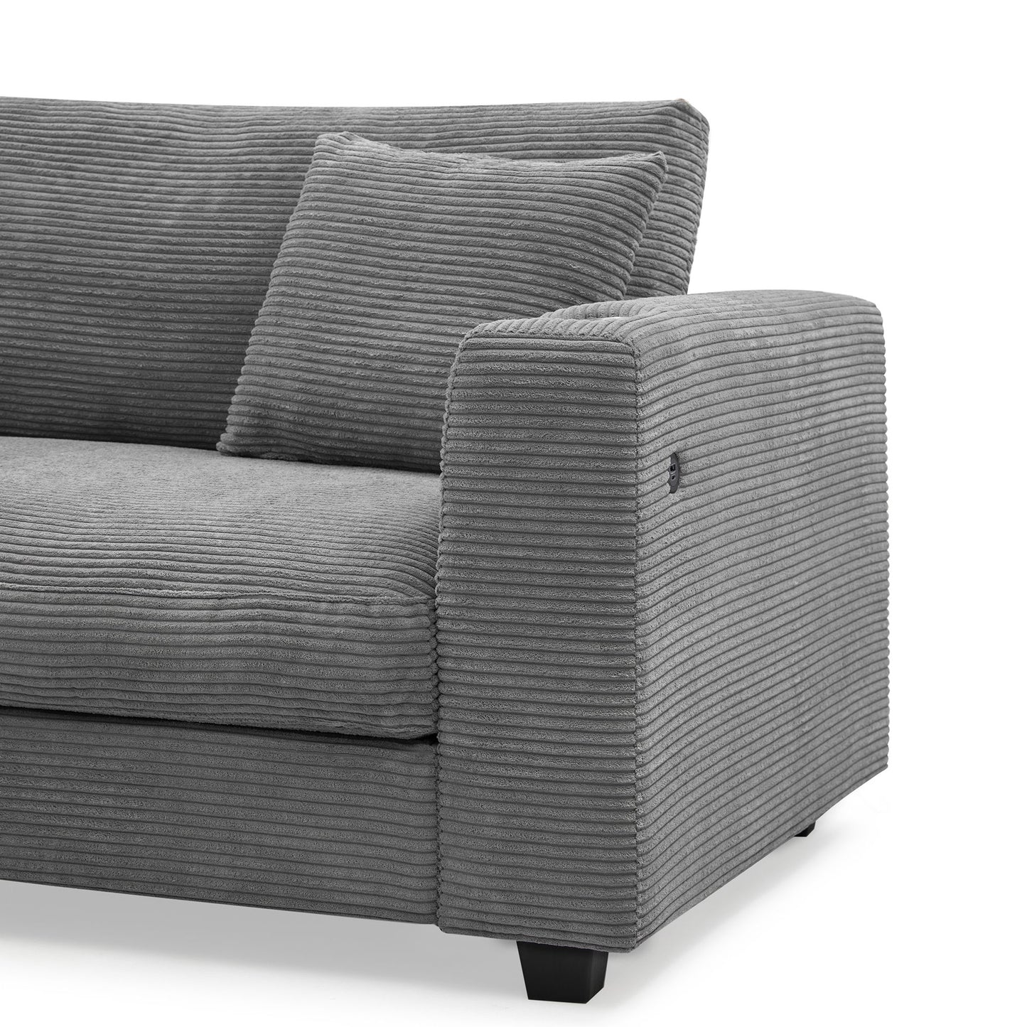 Oversized Sectional L Shaped Cloud Couch With USB Charging Port Cup Holder Deep And Wide Seat Sofa With Chaise Comfy - Gray