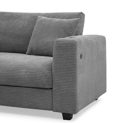 Oversized Sectional L Shaped Cloud Couch With USB Charging Port Cup Holder Deep And Wide Seat Sofa With Chaise Comfy - Gray