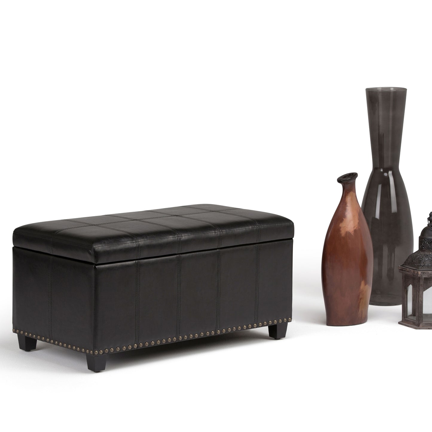 Amelia - Storage Ottoman Bench - Midnight Black