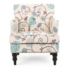Vitality - Club Chair With Button Tufted Diamond Stitching And Turned Legs - Blue / White