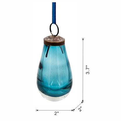 Luster Tear Drop Ornament, Glass Decorative Hanging Christmas Tree Ornaments For Holiday Party Decorations (Set of 12) - Blue