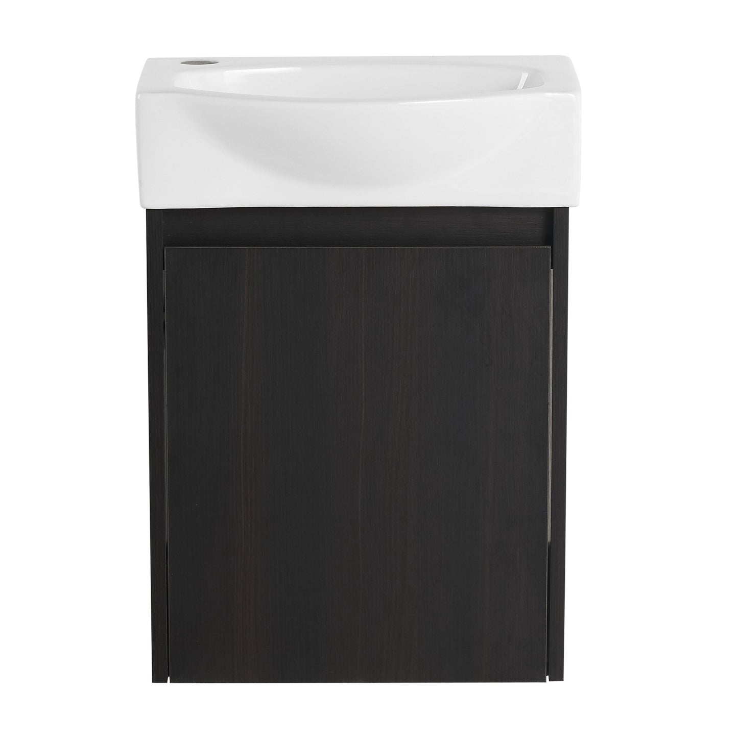 Modern 16" Bathroom Vanity Sink Combo With Ceramic Sink And Cabinet For Small Spaces - Black