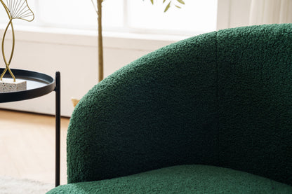 Teddy Fabric Swivel Accent Armchair Barrel Chair With Black Powder Coating Metal Ring - Dark Green