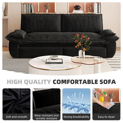 Queen Pull Out Sofa Bed, 3 In 1 Convertible Sleeper Sofa Multifunctional Velvet Loveseat Bed - Black