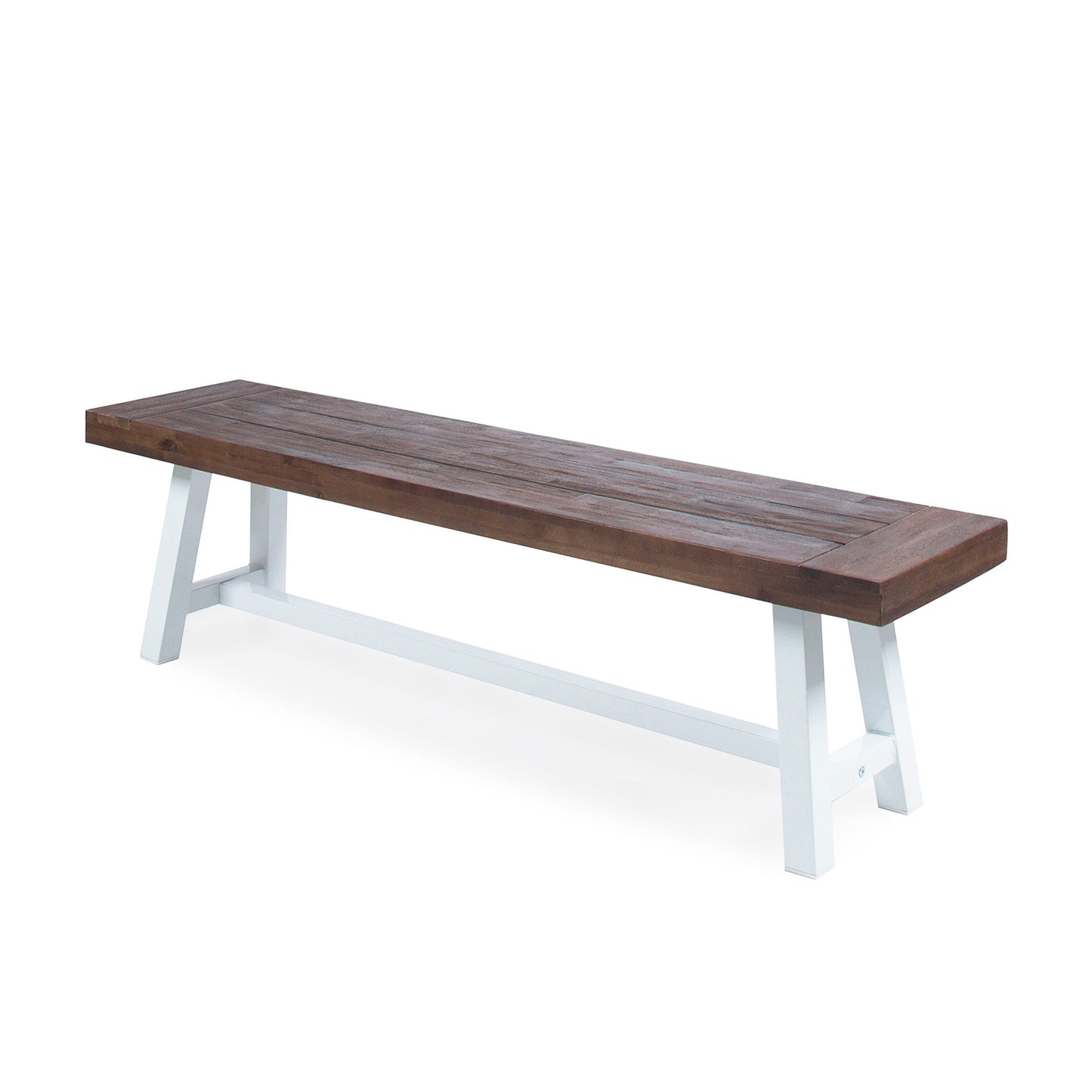 Tranquilizer - Outdoor Bench With Slat Panel Design (Set of 2) - Dark Brown / White