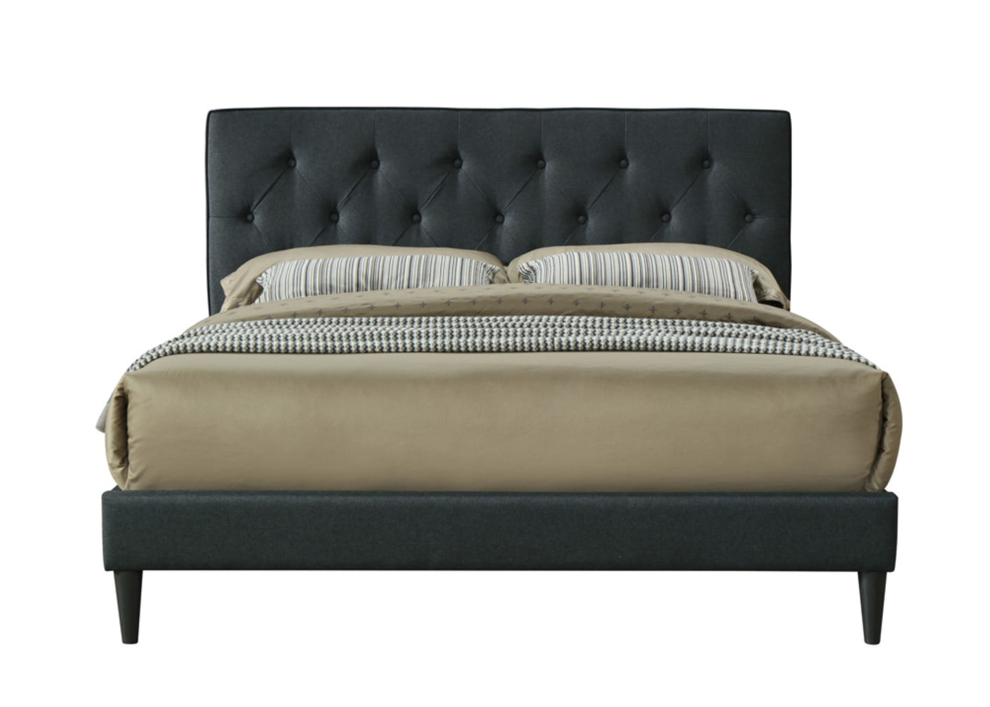 Queen Sized Tufted Bed With USB - Black