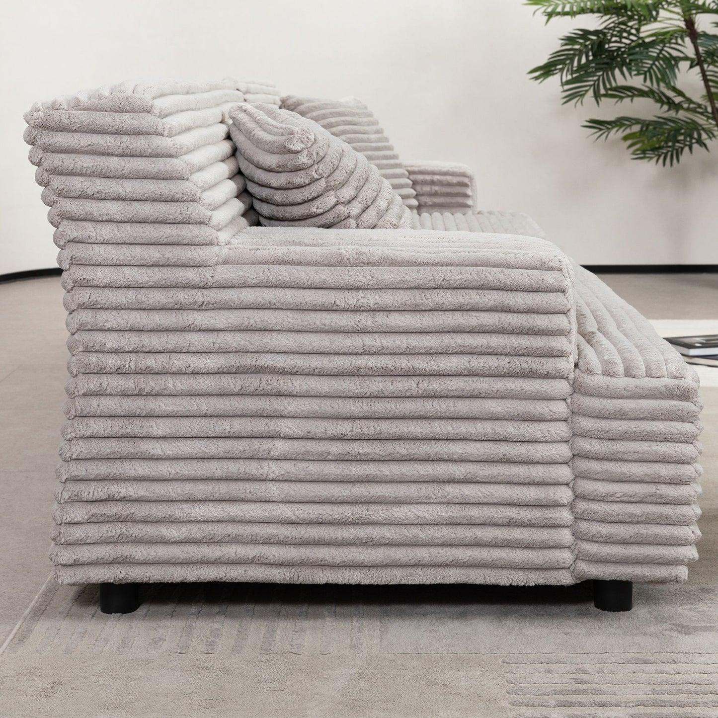 Modern 2291-G Sofa, Comfortable Cloud Sofa, Soft Plush Corduroy Interior With Square Armrests, Living Room Or Bedroom - Gray