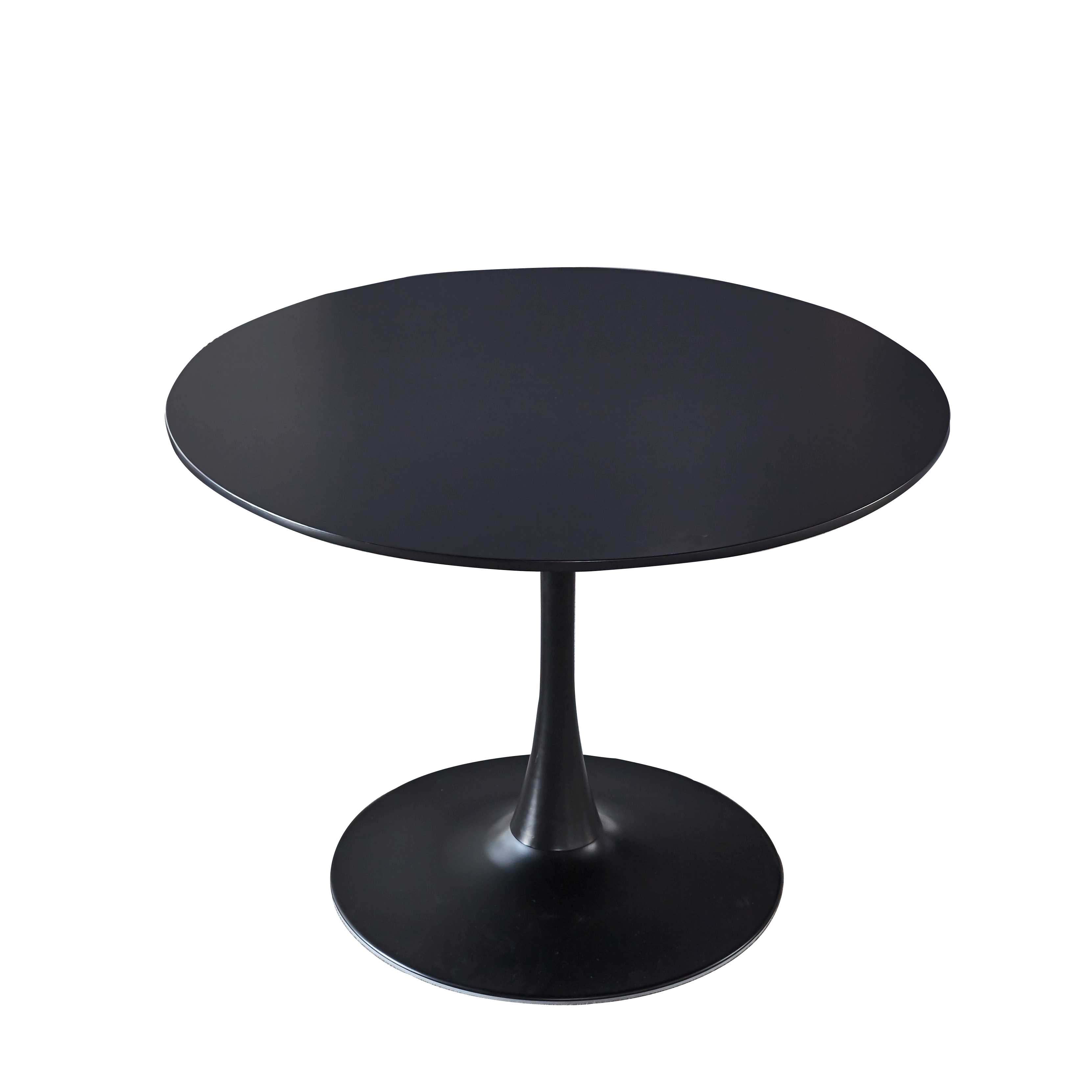 Tulip Table Mid-Century Dining Table For 4-6 People With Round MDF Table Top, Pedestal Dining Table, End Table Leisure Coffee Table - Black