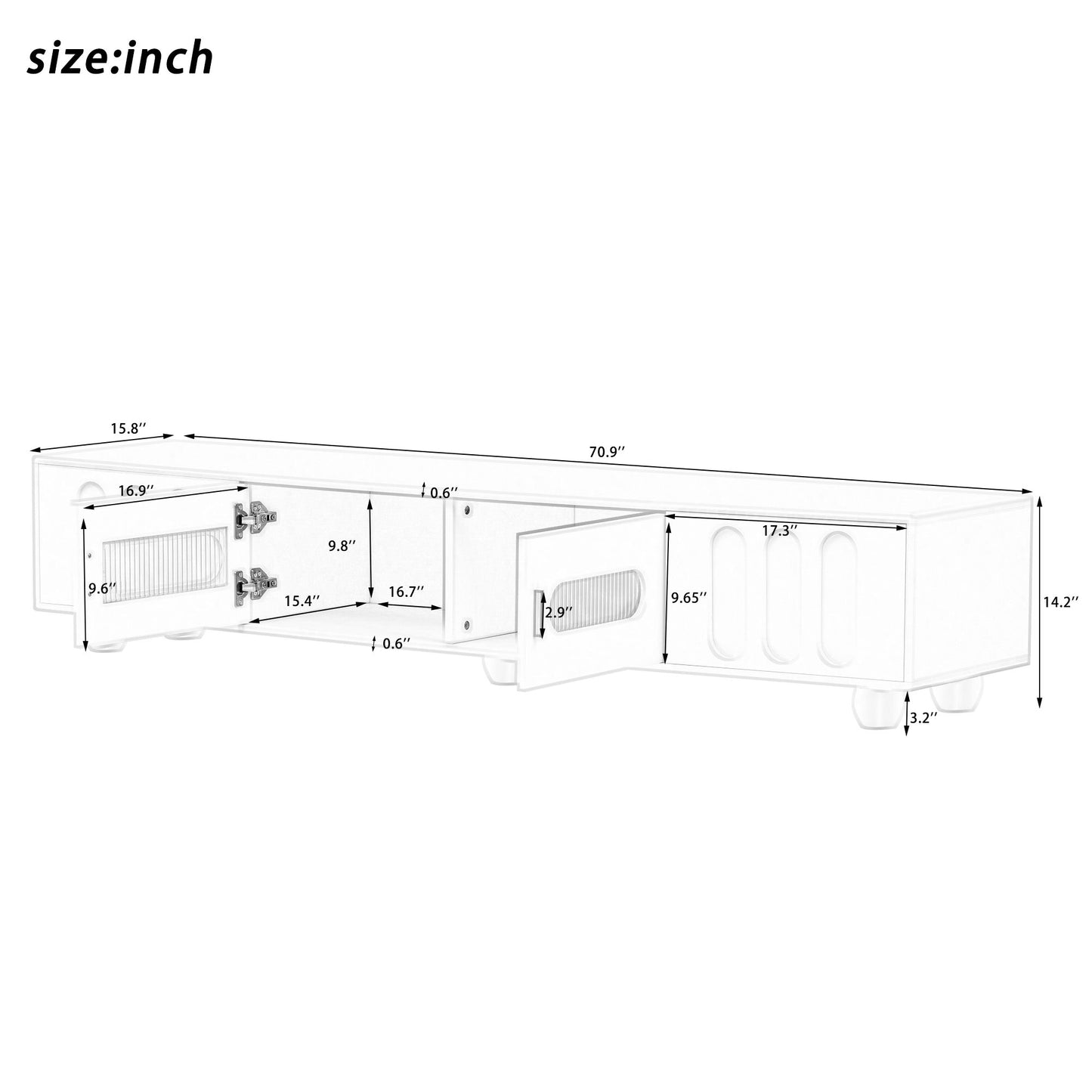 Modern TV Stand For TVs Up To 80", Entertainment Center With Glass Door, 2 Drawers And Cabinets, Wood TV Storage Cabinet With Solid Wood Legs And Metal Handles For Living Room - White