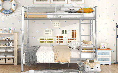 Full Long Over Queen Metal Bunk Bed - Sliver