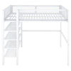 Full Size Loft Bed With 4 Tier Shelves And Storage - White