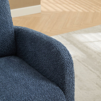 Rocking Chair For Nursery, High Back Glider Chair With Retractable Footrest, Side Pocket, Rocking Accent Armchair With Rubber Wood Legs For Living Room / Bedroom - Navy