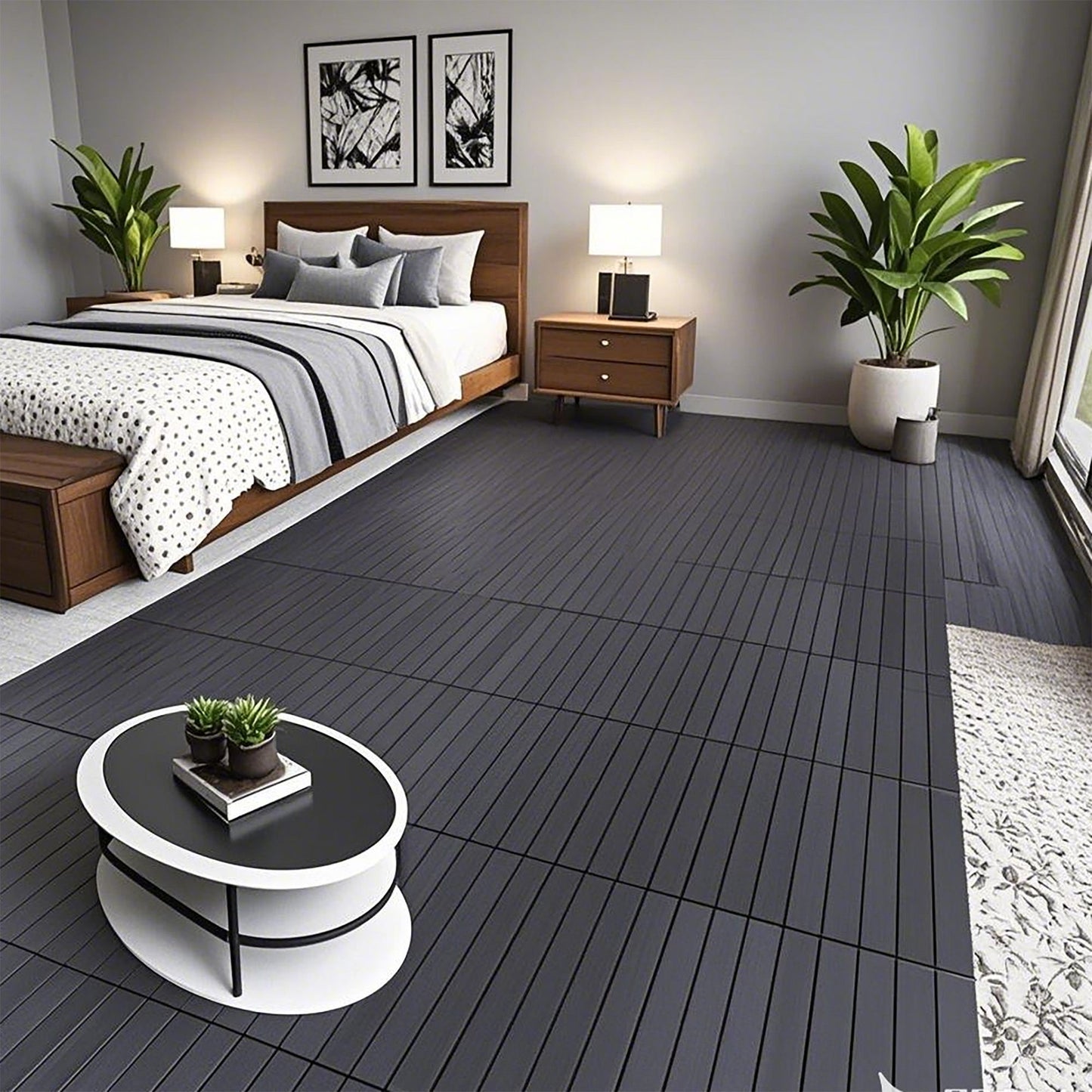 Diy - Module Interlocking Decking Tiles Floor Tile For Porch Poolside Outdoor And Indoor Balcony Backyard - Dark Gray