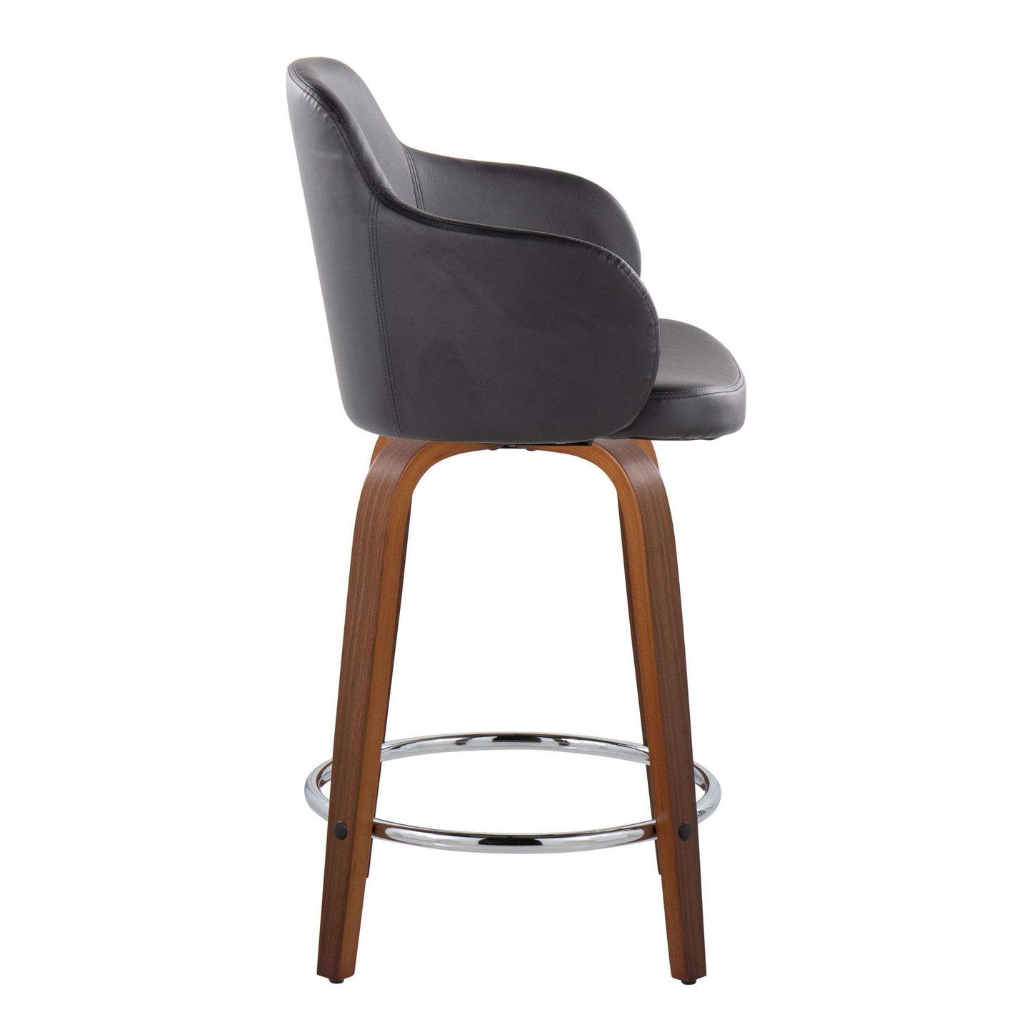 Boyne - Contemporary Fixed Height Counter Stool With Swivel With Round Footrest (Set of 2) - Walnut / Black