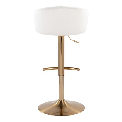 Claire - Contemporary / Glam Adjustable Barstool With Swivel With Rounded T Footrest (Set of 2) - Cream