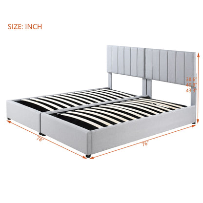 King Size Upholstered Platform Bed With A Hydraulic Storage System - Gray