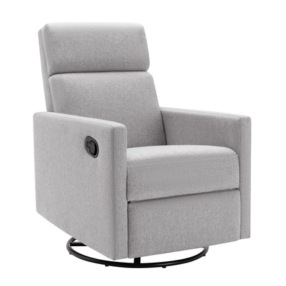 Modern Upholstered Rocker Nursery Chair Plush Seating Glider Swivel Recliner Chair - Gray