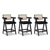 Milan - Modern Webbing Back Counter Bar Stool With Arms (Set of 3) - Ebony Black