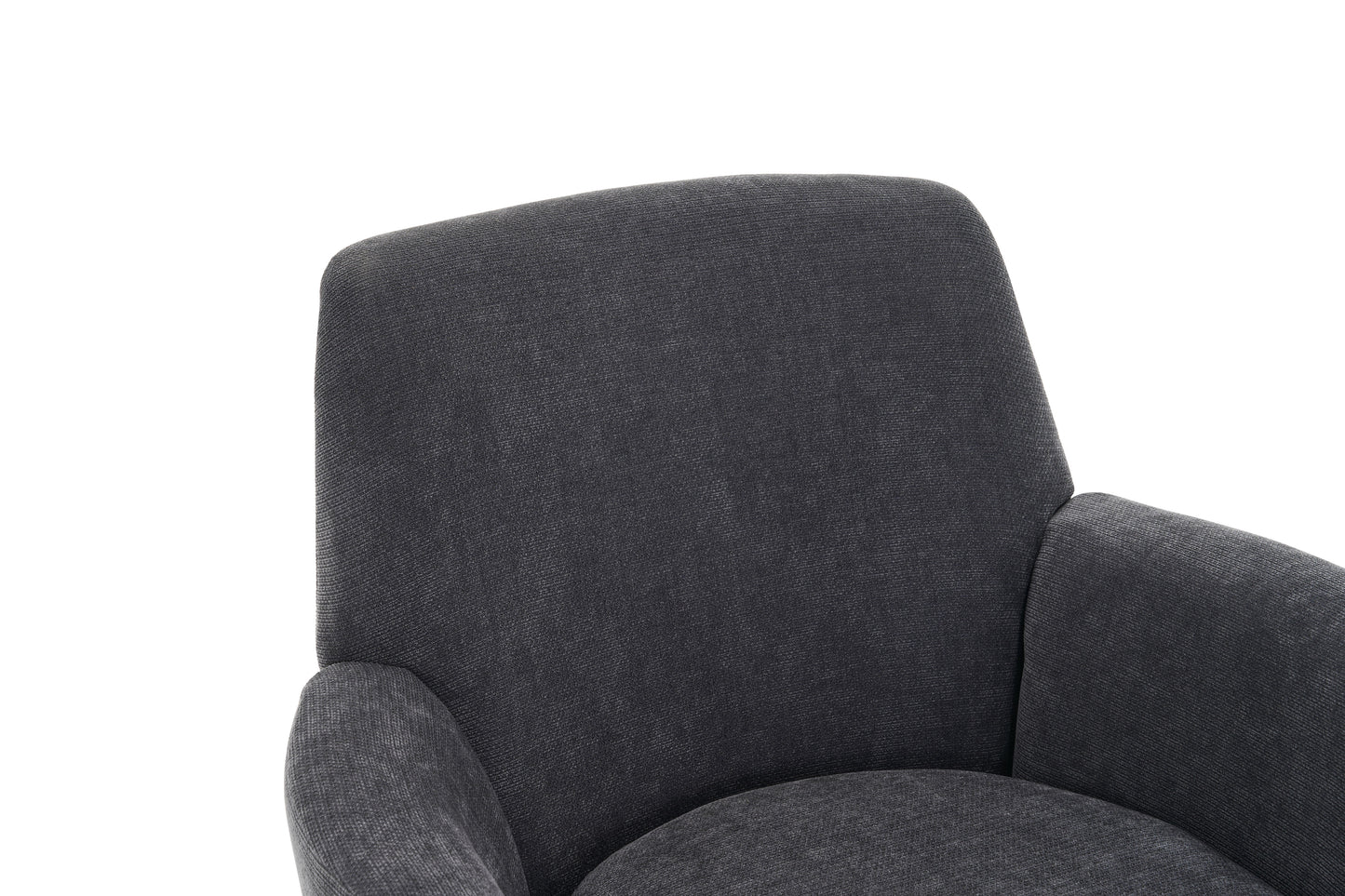 Swivel Barrel Chair, Swivel Accent Chairs Armchair For Living Room, Reading Chairs For Bedroom Comfy, Round Barrel Chairs With Gold Stainless Steel Base - Dark Gray