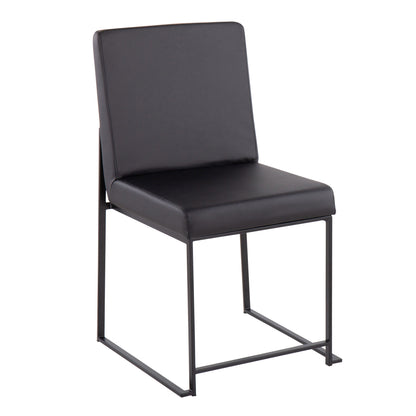 Fuji - Contemporary, High Back Faux Leather Dining Chair (Set of 2) - Black