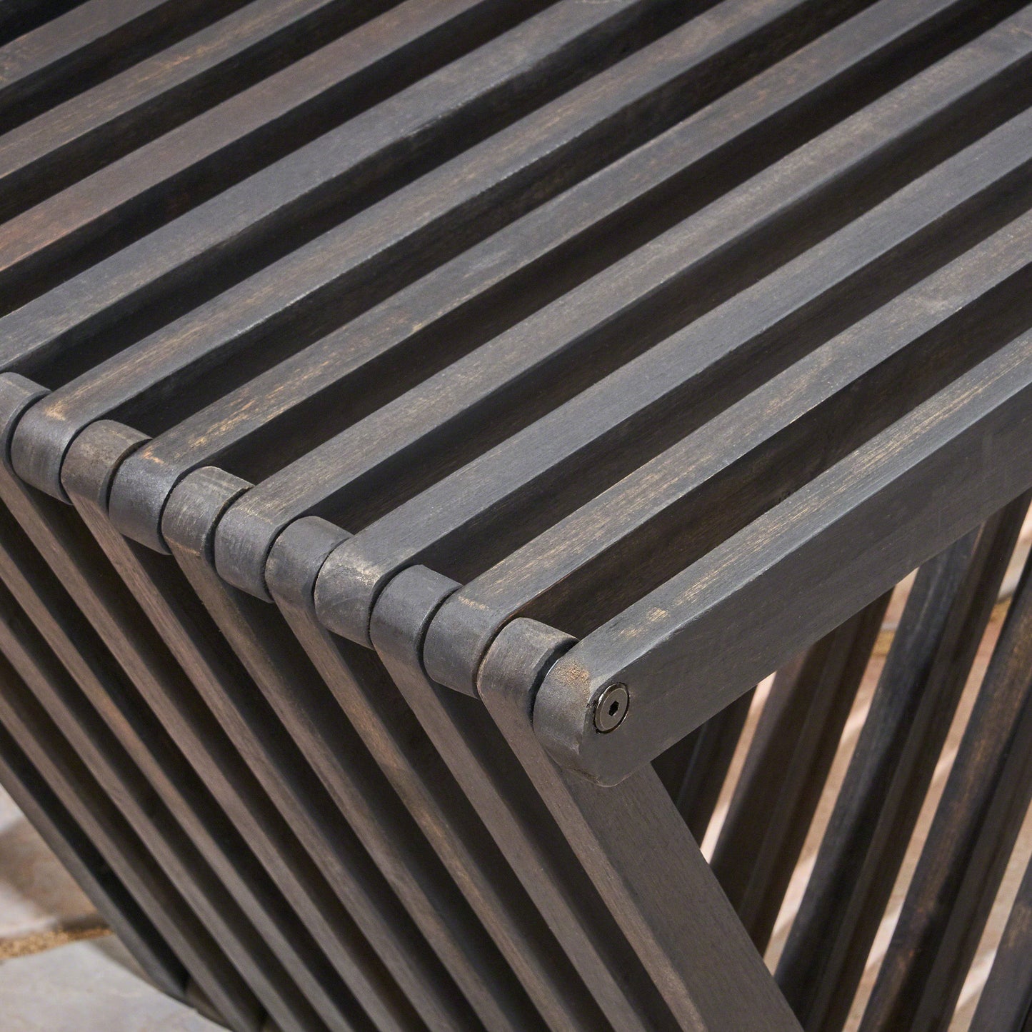 Gloaming - Outdoor Bench With Slat Design And Triangular Base - Dark Gray