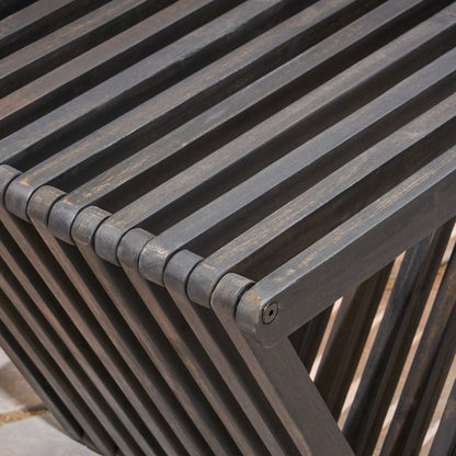 Gloaming - Outdoor Bench With Slat Design And Triangular Base - Dark Gray