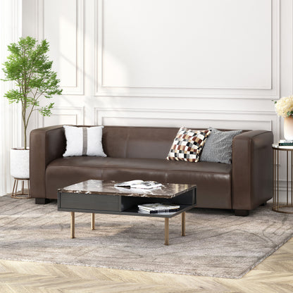 Contemporary 3 Seater Sofa With Tuxedo Design - Dark Brown