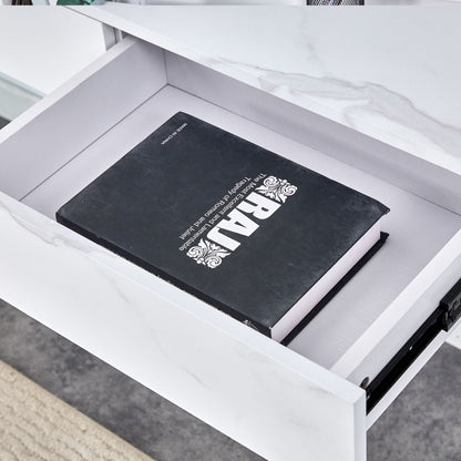 Environmental Protection Minimalist Dresser, Desk, Desktop Computer Desk, With Double Drawer Storage Space, Simple Home, Perfect For Various Styles - White